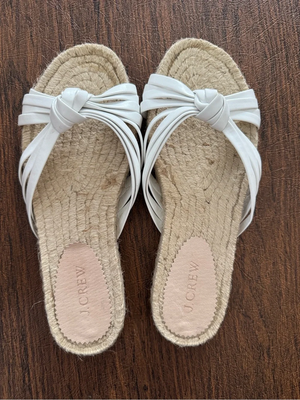 J. Crew White Knotted Spain Espadrille Slides-new!